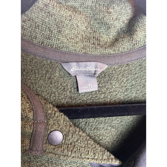 Eddie Bauer Big and Tall Mens Large Tall Popover Green Long Sleeve Collar - Picture 4 of 9